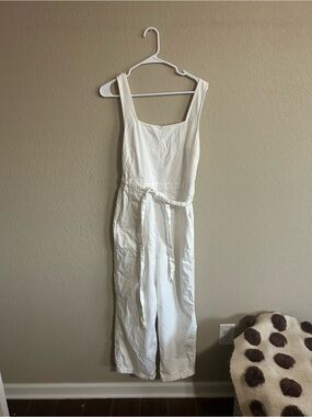 American Eagle Outfitters Cream and White Striped Sleeveless Jumpsuit